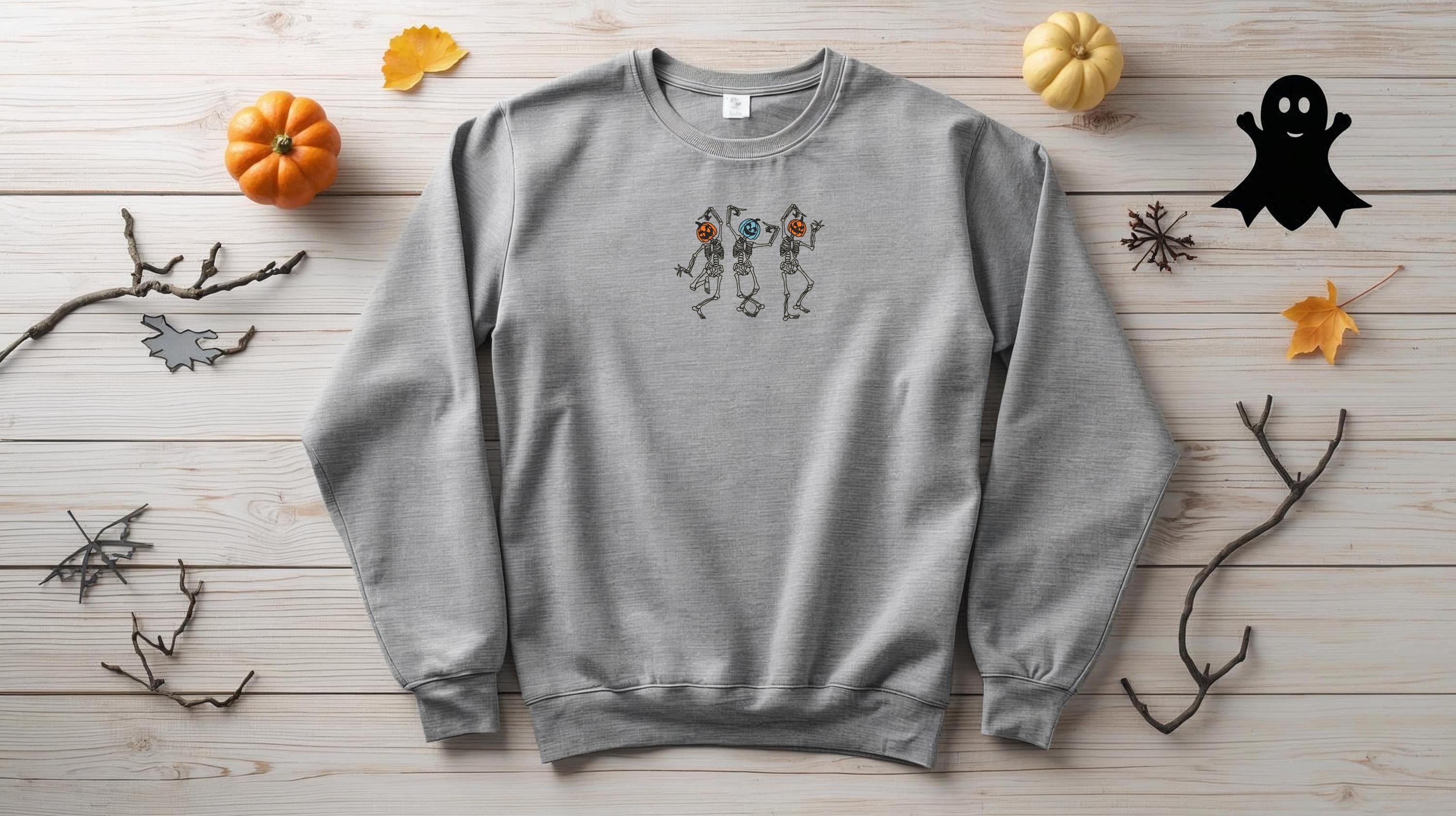 Pumpkin Head Skeleton Crewneck Sweatshirt